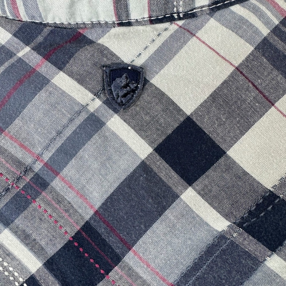 Kuhl Womens Plaid Henley Shirt Long Sleeve Blue Grey White Small Outdoor Hiking - Picture 5 of 6